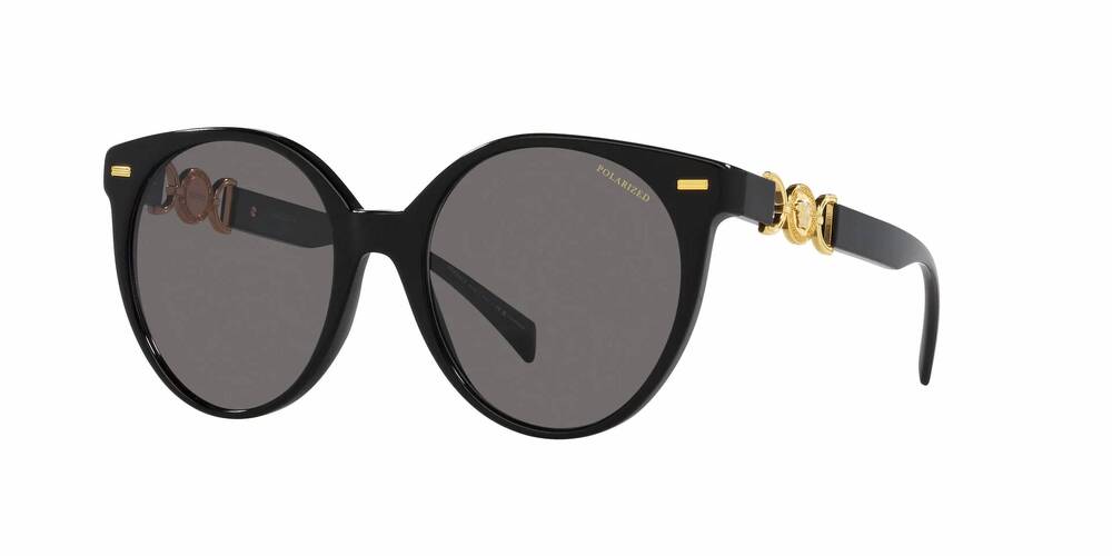 NEW VERSACE women's ve4442 round sunglasses in black - dark grey - polarized